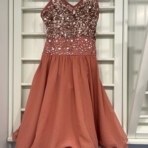 Elegant Sequin Kids Dance costume in Rose Gold